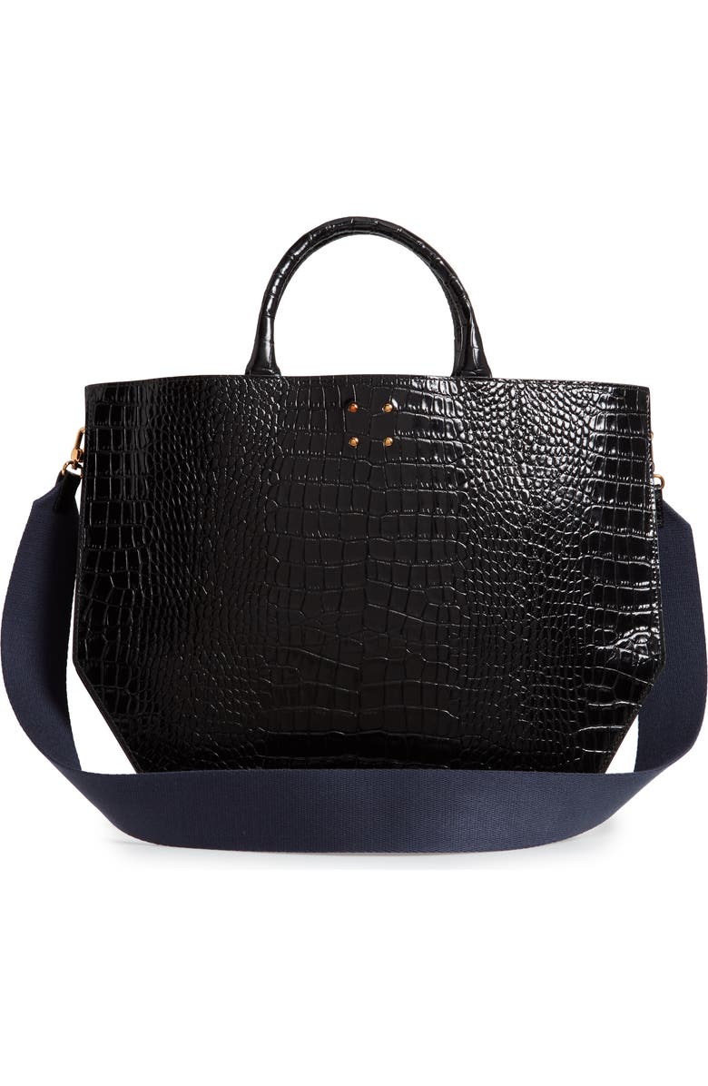 TRADEMARK Collapsing Croc Embossed Calfskin Leather Tote, Alternate, color,