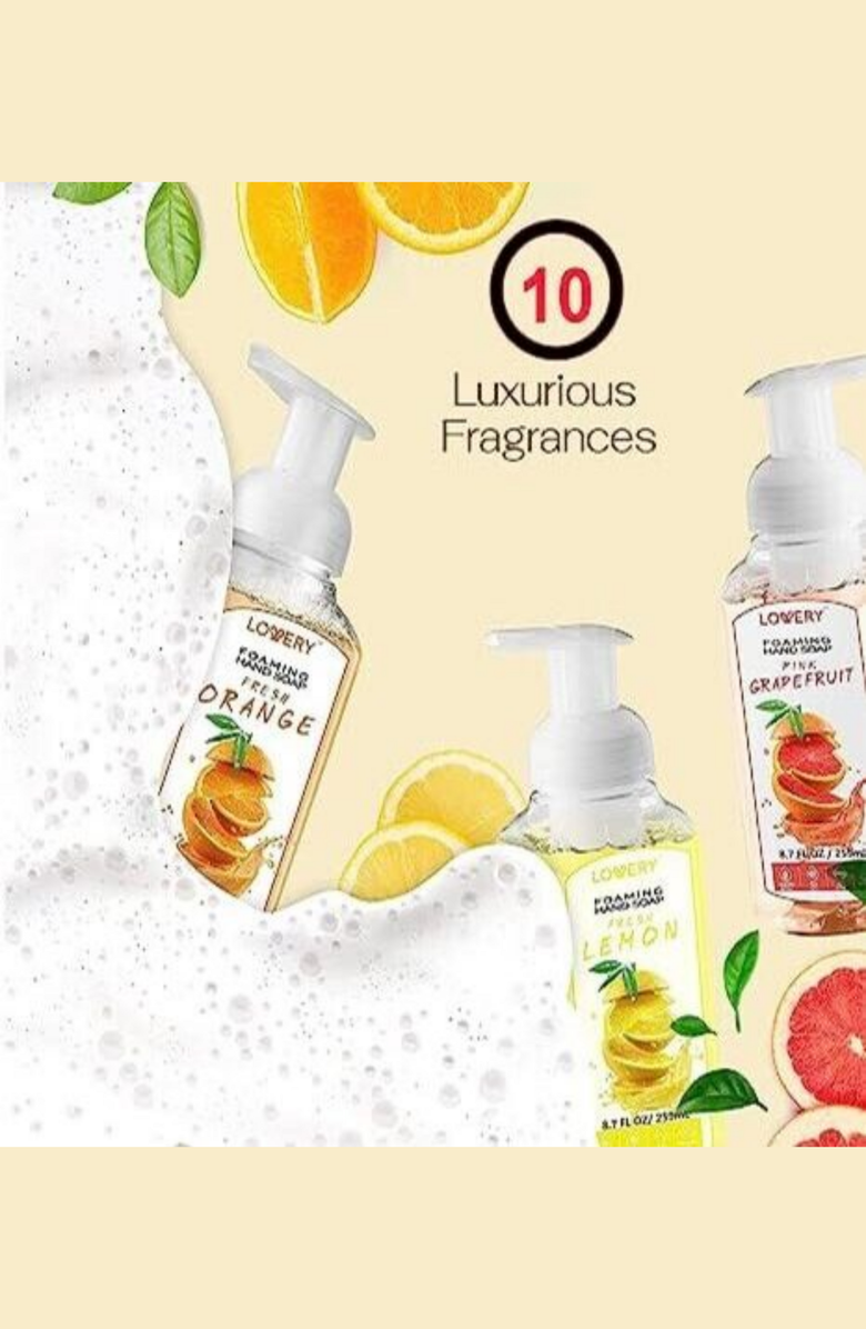 Lovery Citrus Foaming Hand Soap - Mini Pack of 10 Scented Hand Wash, Alternate, color, Multicolor