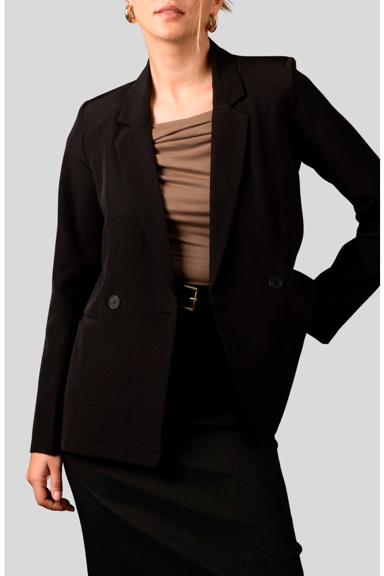 Solid Double Breasted Blazer, Main, color, BLACK