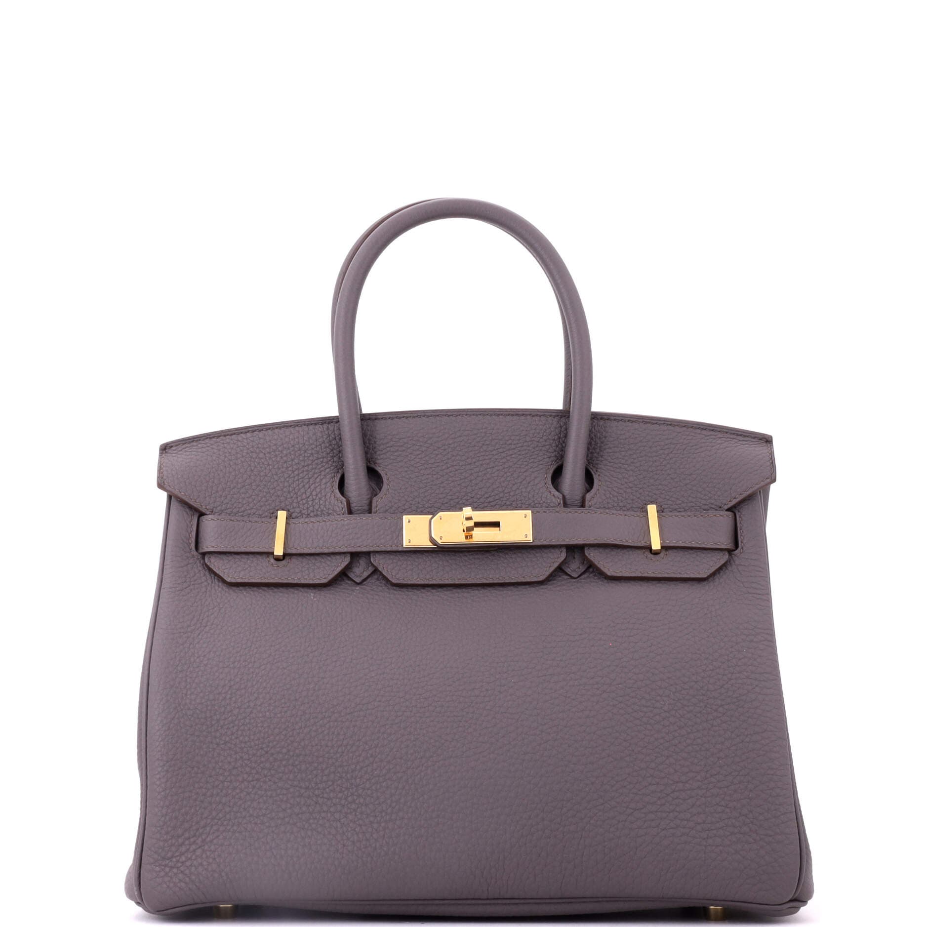 Pre-Owned Hermes Birkin Handbag Grey Togo with Gold Hardware 30, Main, color, Etain