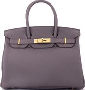 Pre-Owned Hermes Birkin Handbag Grey Togo with Gold Hardware 30