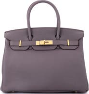 Pre-Owned Hermes Birkin Handbag Grey Togo with Gold Hardware 30