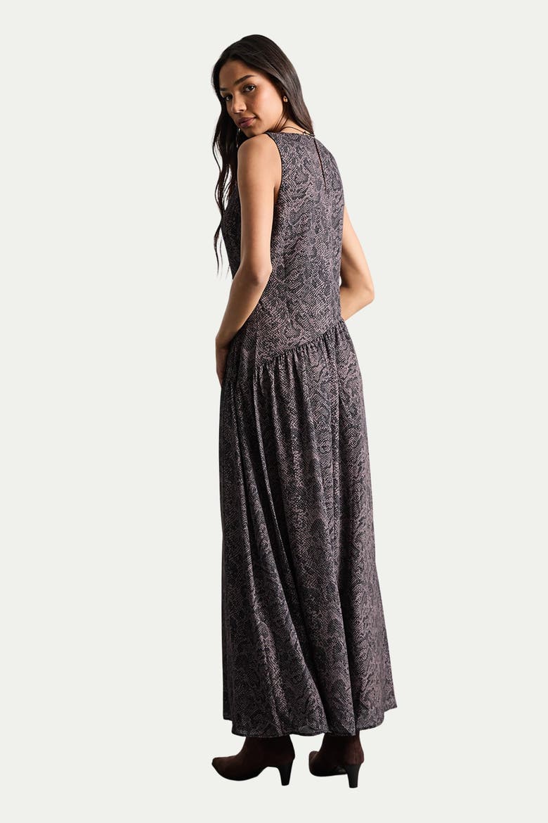 Printed Chiffon Tiered Maxi Dress, Alternate, color, Brown