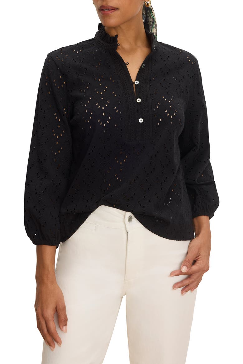 Eyelet Embroidered Ruffle Trim Cotton Top (Women) | Nordstrom