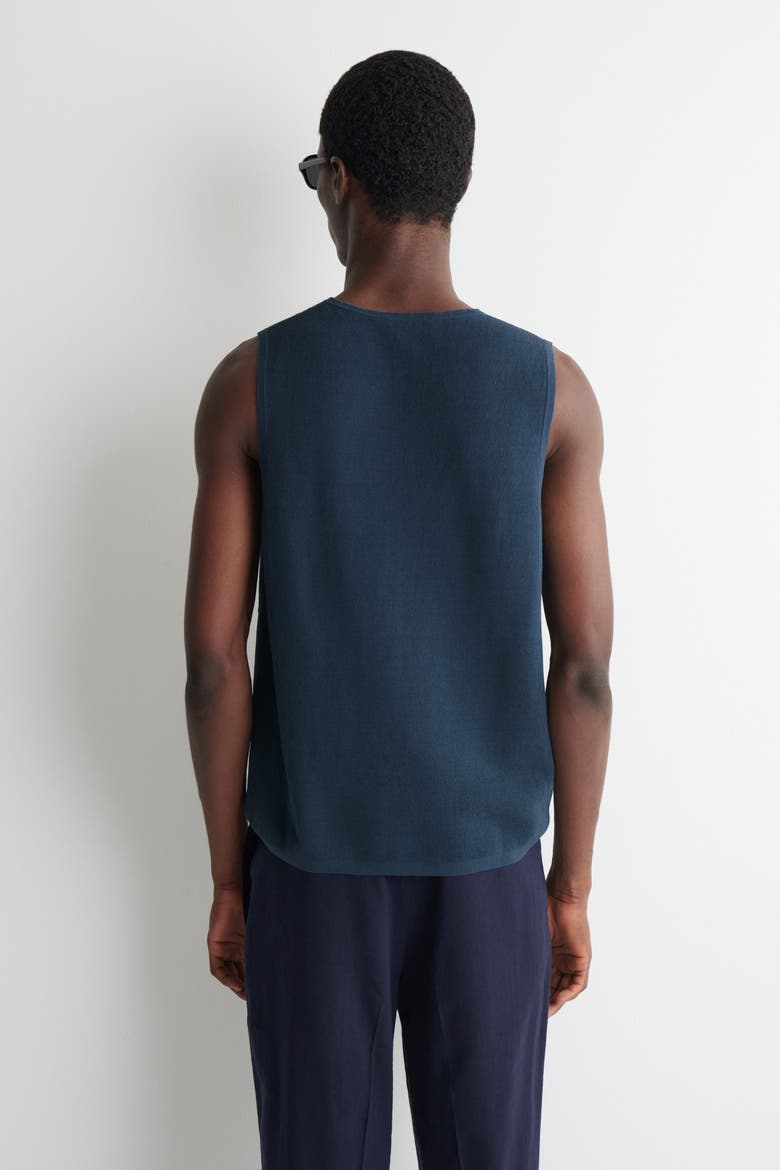 Knitted Linen Tank Top, Alternate, color, DARK BLUE