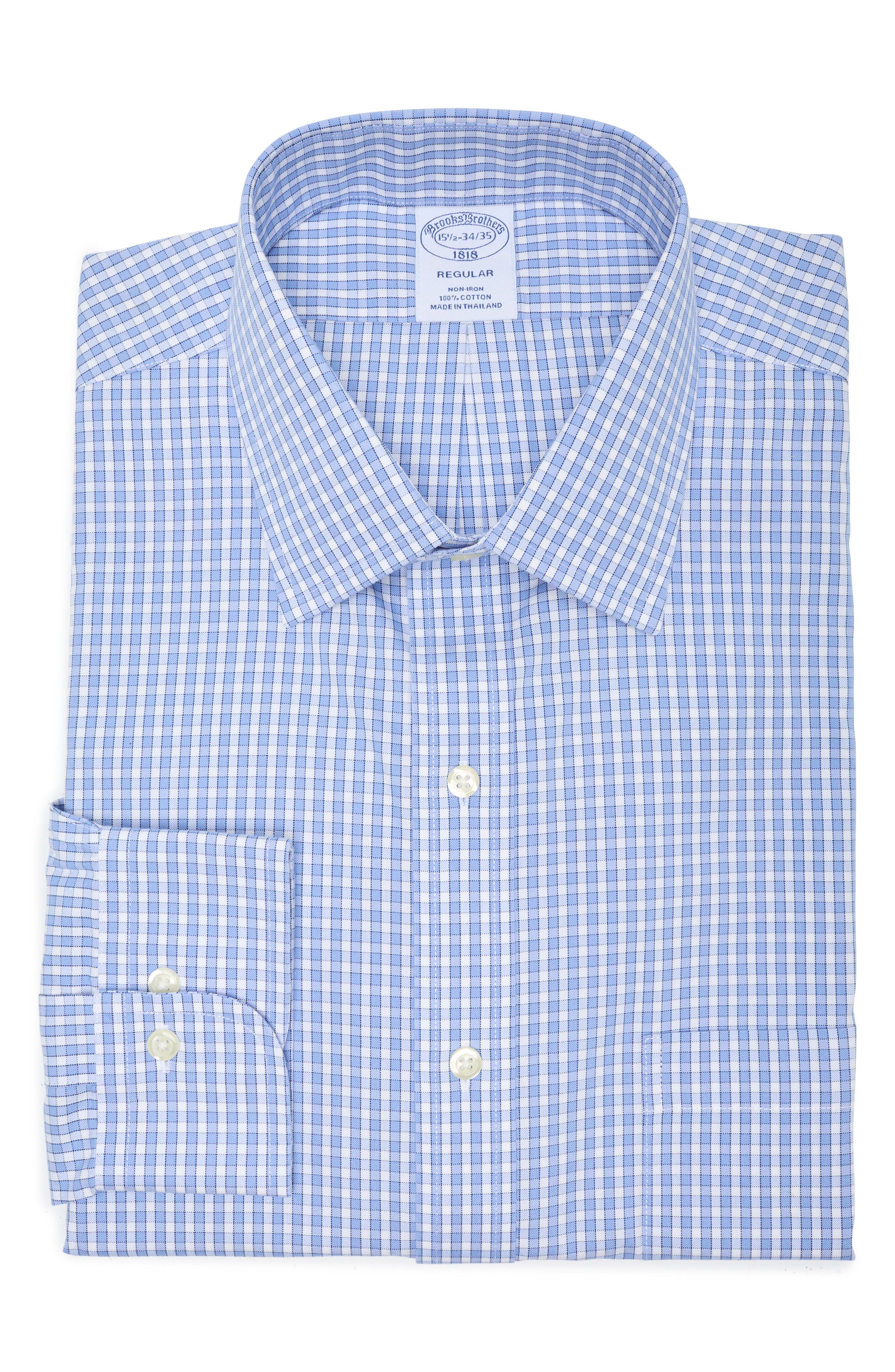 Brooks Brothers Regular Fit Check Non-Iron Dress Shirt (Men ...