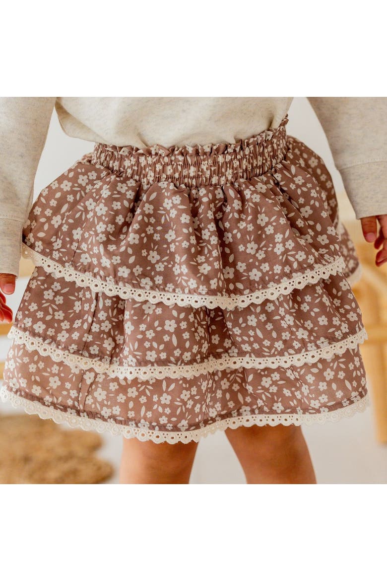 Mocha Floral Skort, Alternate, color, Brown