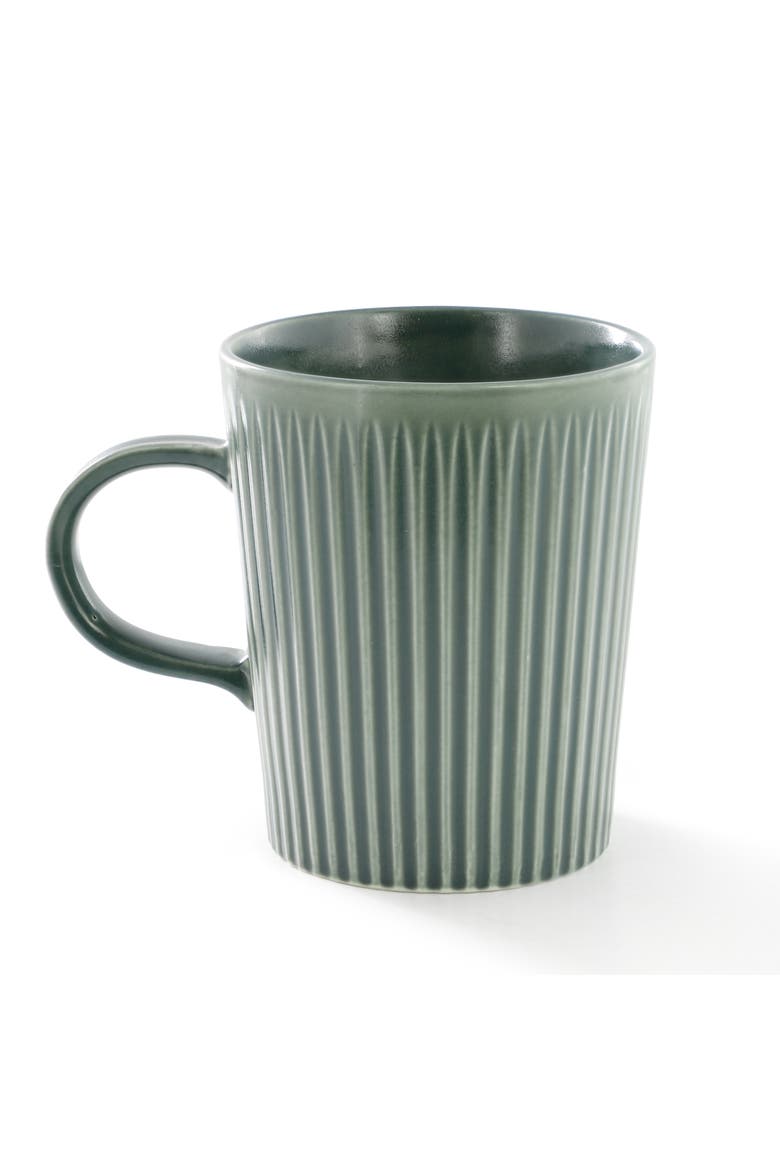 4 Piece 16.5 Ounce Embossed Stoneware Mug Set, Alternate, color, Matte Sage