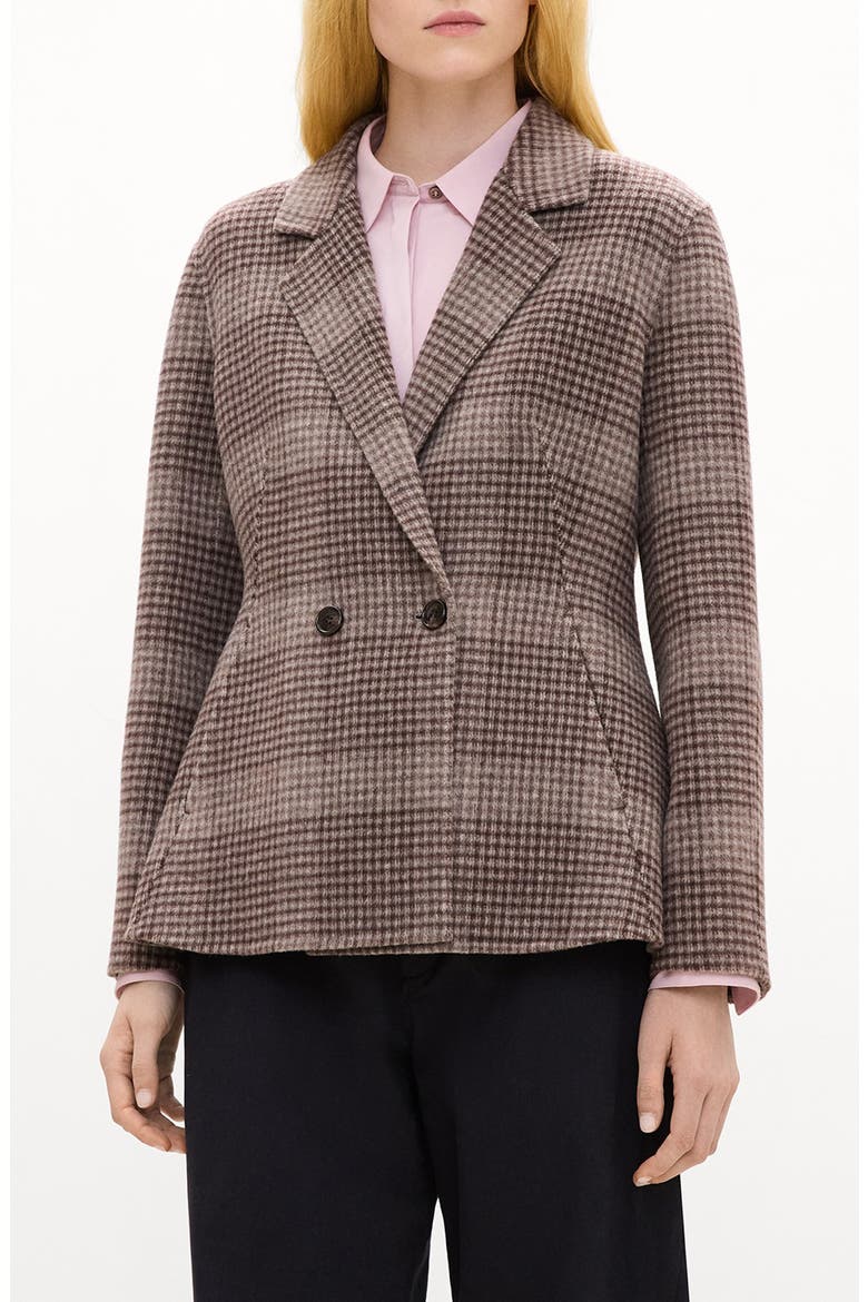 Plaid Double Breasted Wool & Cashmere Coat, Main, color, MAHOGANY MULTI