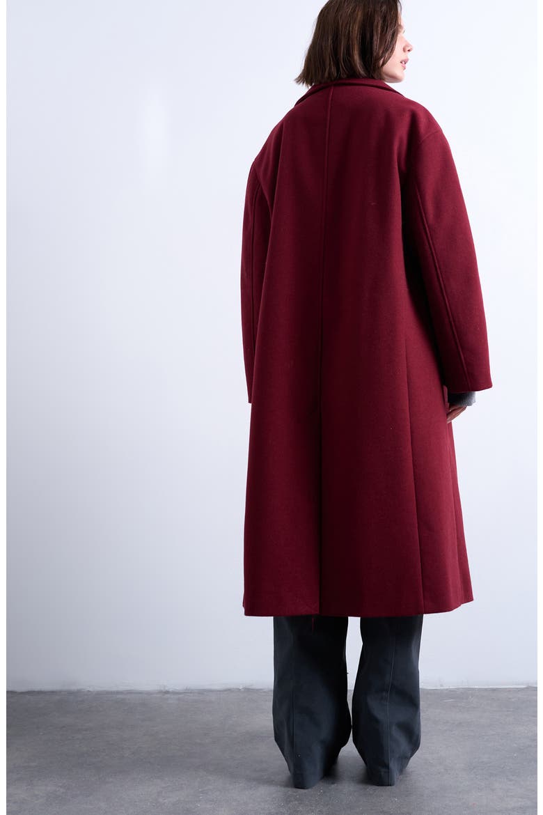 Double Breasted Longline Coat, Alternate, color, BURGUNDY