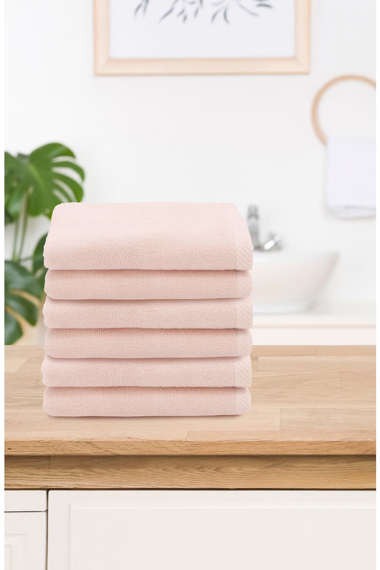 6-Pack Ediree Cotton Fingertip Towel Set, Alternate, color, BLUSH