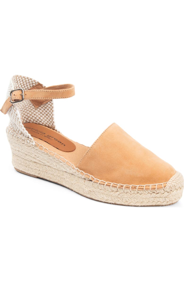 patricia green Sahara Ankle Strap Espadrille Wedge, Main, color, Tan Suede