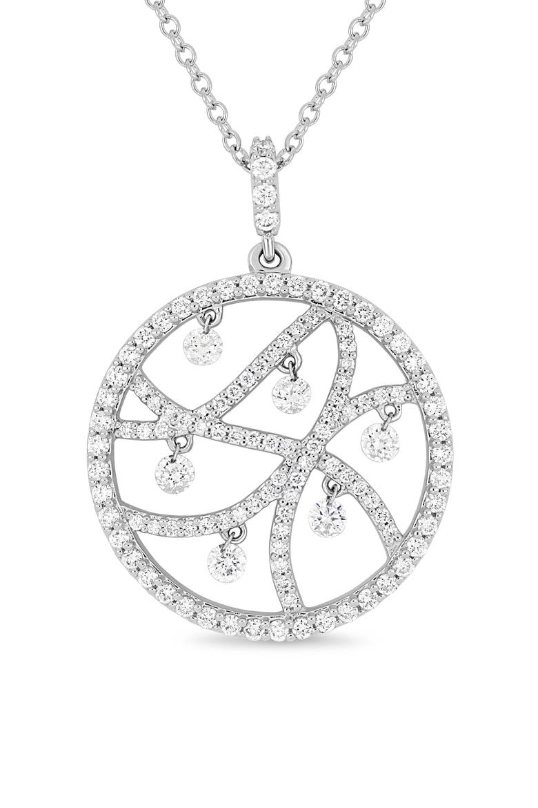 18K Gold Liora Natural Dancing Diamond Medallion Pendant Necklace (Online Trunk Show), Alternate, color, 18K WHITE GOLD