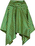 COMING OF AGE Gingham Check Silk Taffeta Poncho