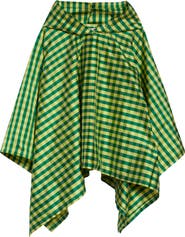 COMING OF AGE Gingham Check Silk Taffeta Poncho