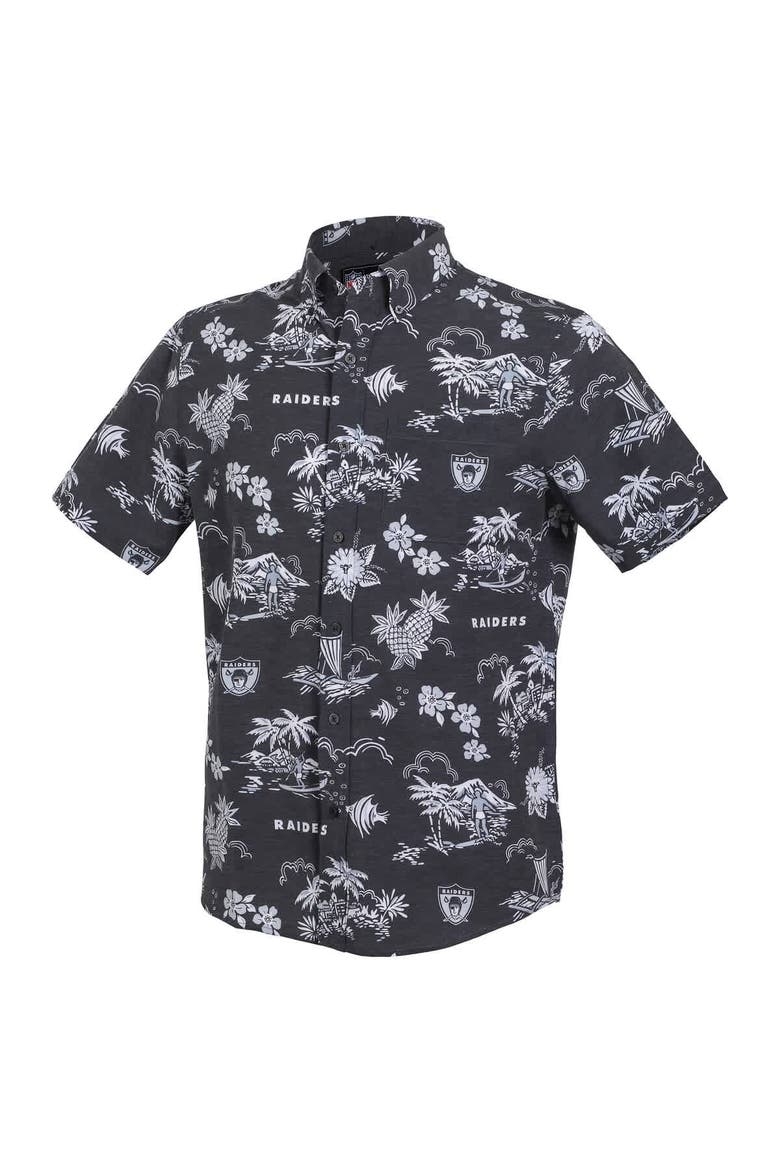 Men's Reyn Spooner Black Oakland Raiders Gridiron Classics Throwback Kekai Performance Button-Down Shirt, Alternate, color, Black