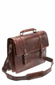 Mancini Double Compartment Flap Leather Briefcase