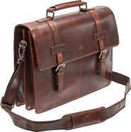 Mancini Double Compartment Flap Leather Briefcase