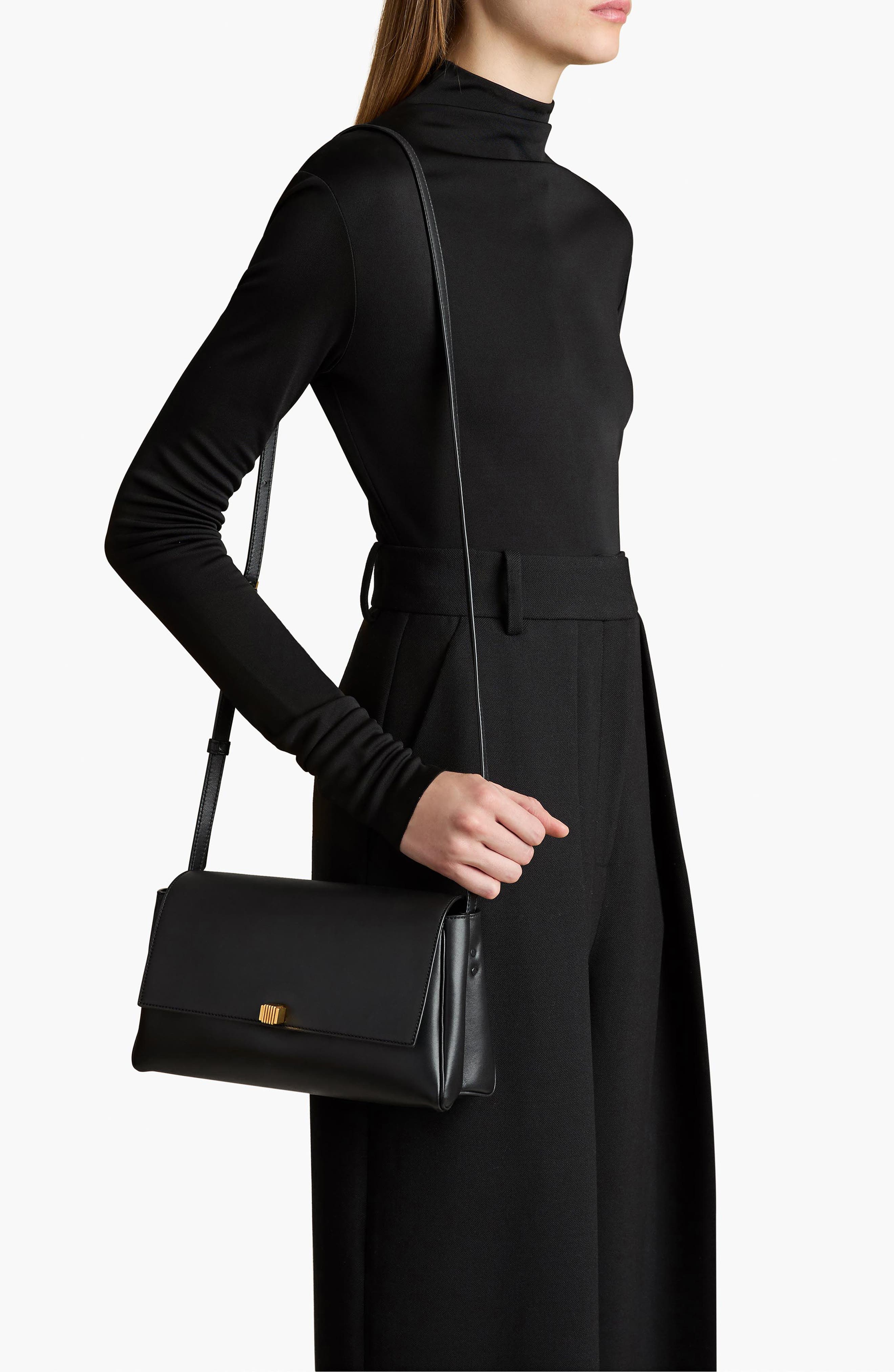 Khaite Audrey Leather Crossbody Bag, Alternate, color, Black 200