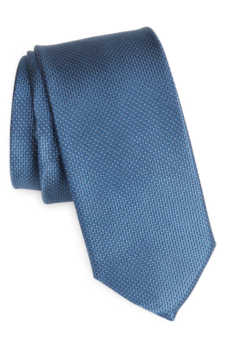 Nordstrom Haskin Textured Solid Silk Tie, Main, color, Indigo