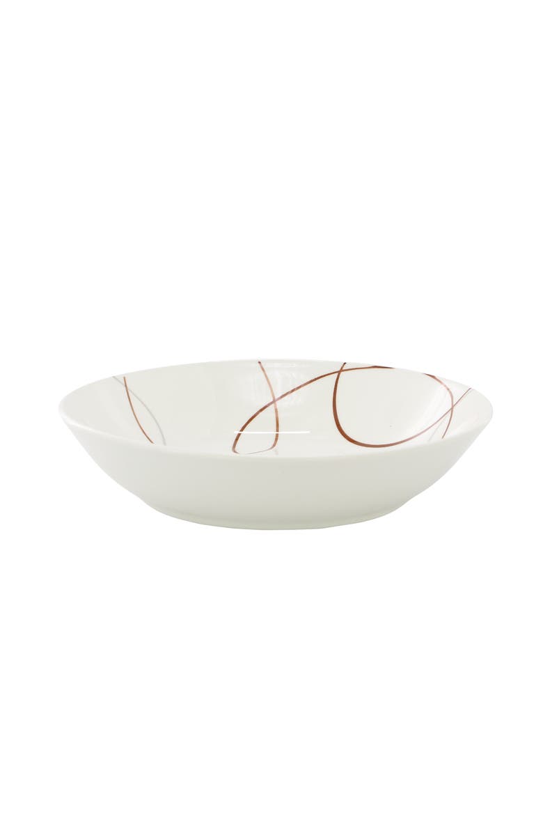 Elama Sydney 16 Piece Porcelain Double Bowl Dinnerware Set, Service for 4, Alternate, color, White