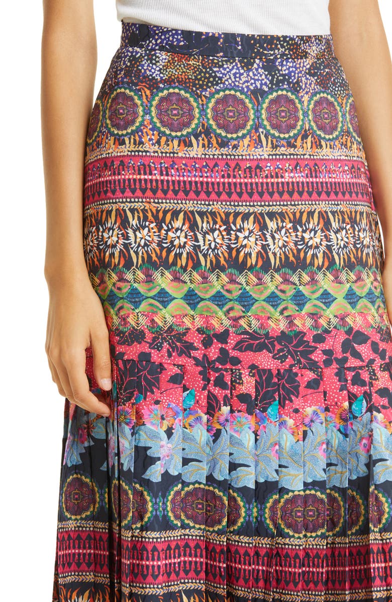 SALONI Geo Print Satin Midi Skirt, Alternate, color,