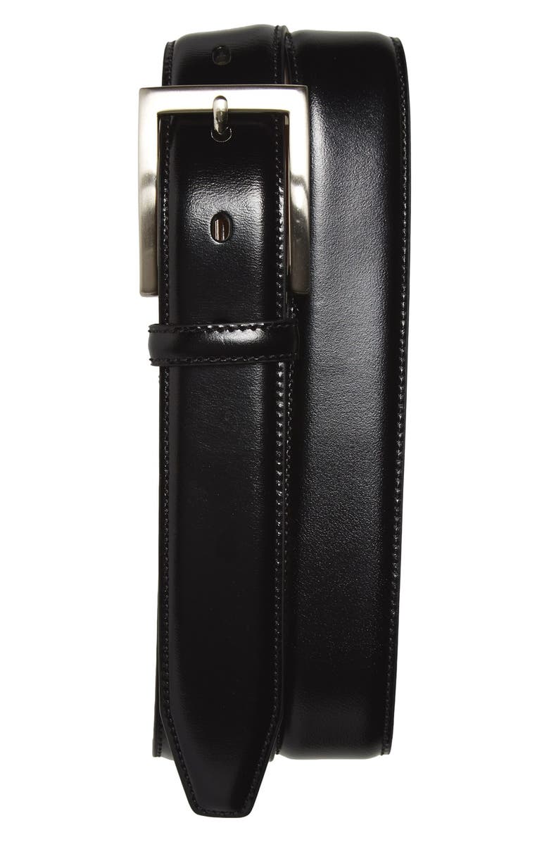 Johnston & Murphy Calfskin Belt, Main, color, Black