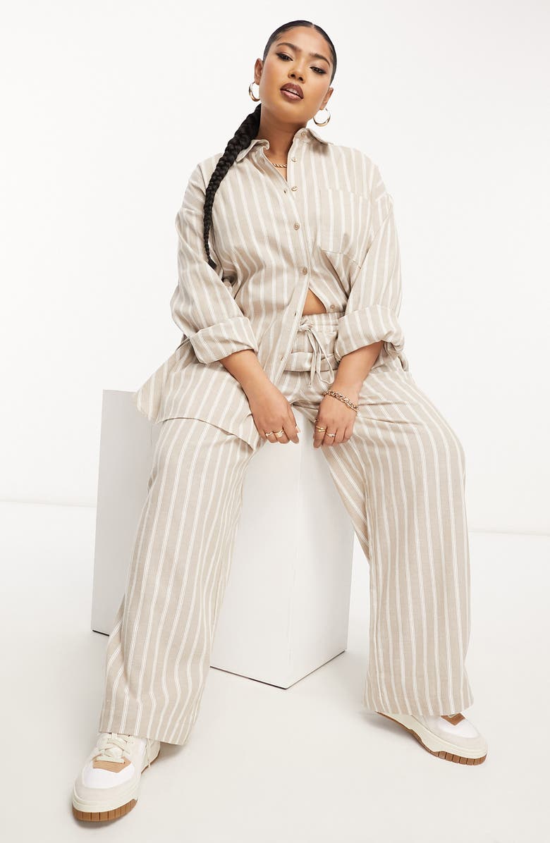 ASOS DESIGN Curve Stripe Boxy Button-Up Shirt, Alternate, color,