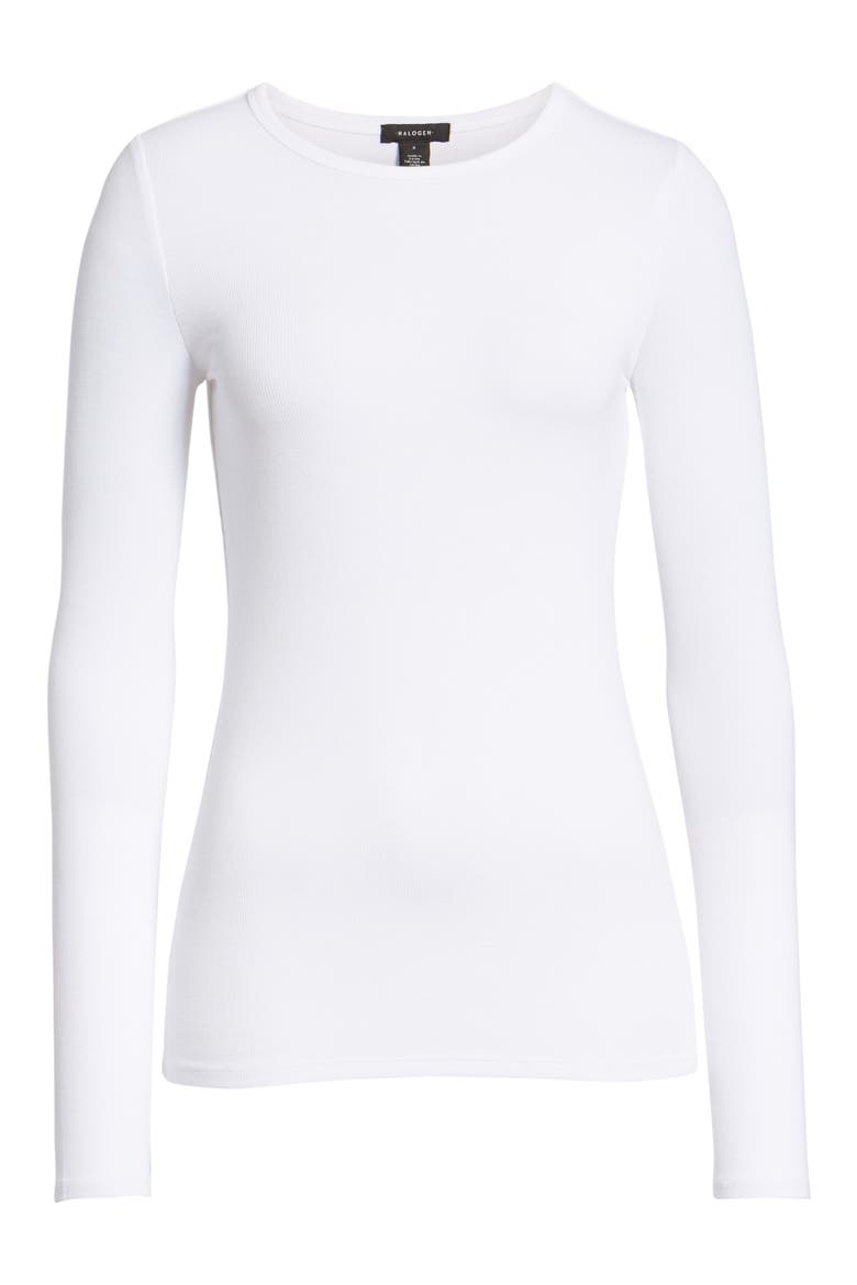 Skivvy Fine Rib Crewneck Tee, Alternate, color, WHITE