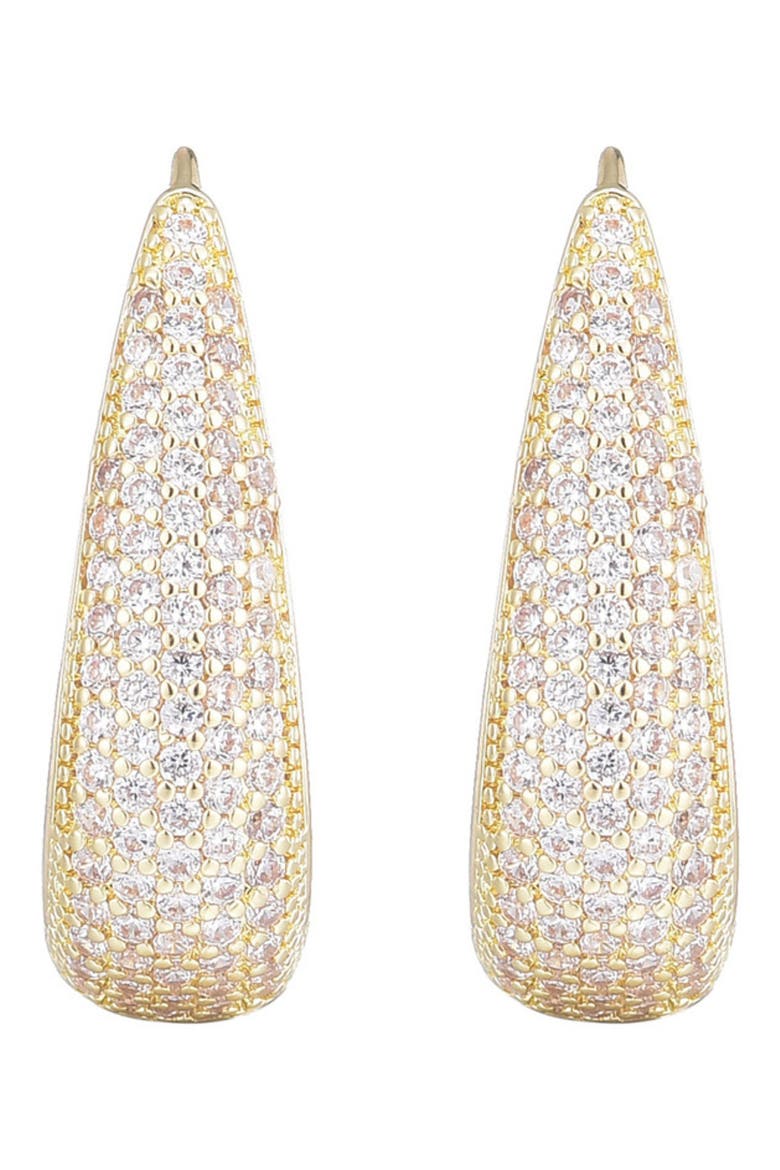 14K Gold Plated Pavé Cubic Zirconia Hoop Earrings, Alternate, color, GOLD