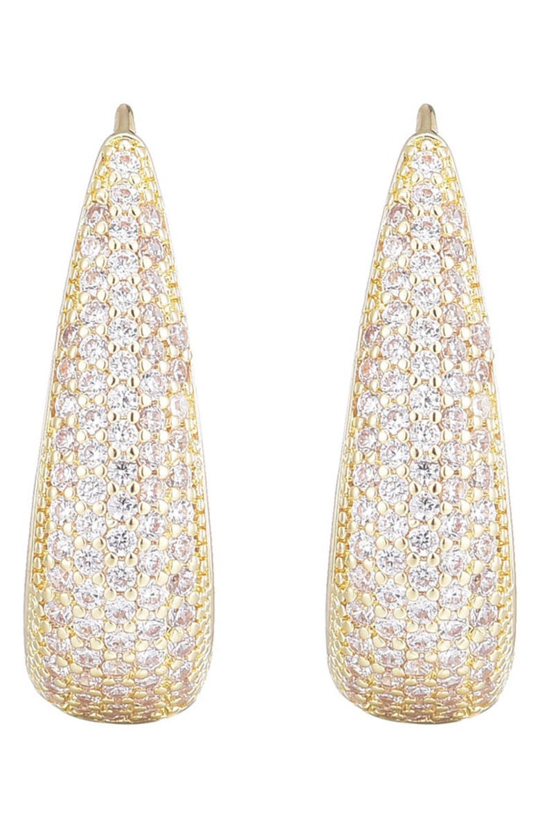 Adornia 14K Gold Plated Pavé Cubic Zirconia Hoop Earrings, Alternate, color, Gold