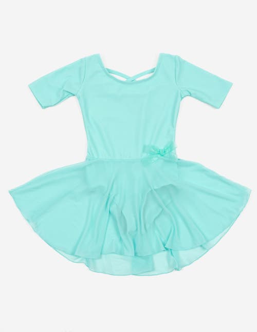 Leveret Girls Short Sleeve Skirted Leotard In Blue