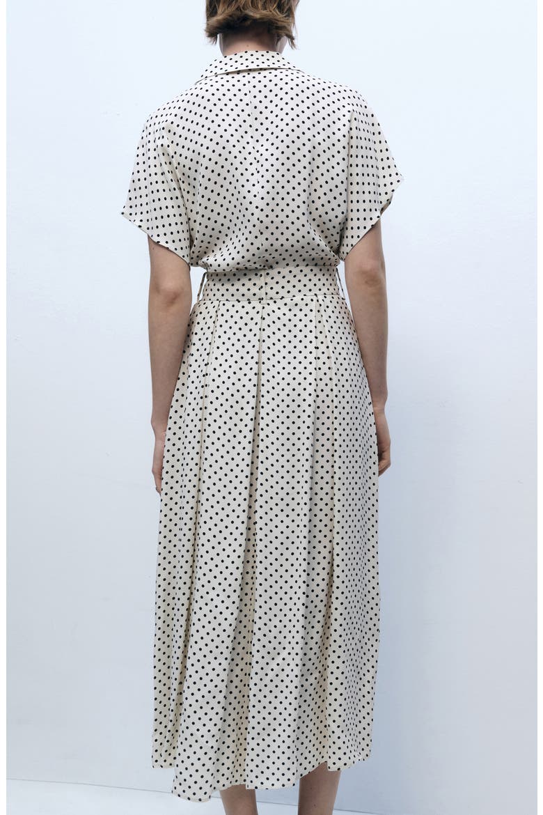 Adela Polka Dot Belted Shirtdress, Alternate, color, OFF WHITE