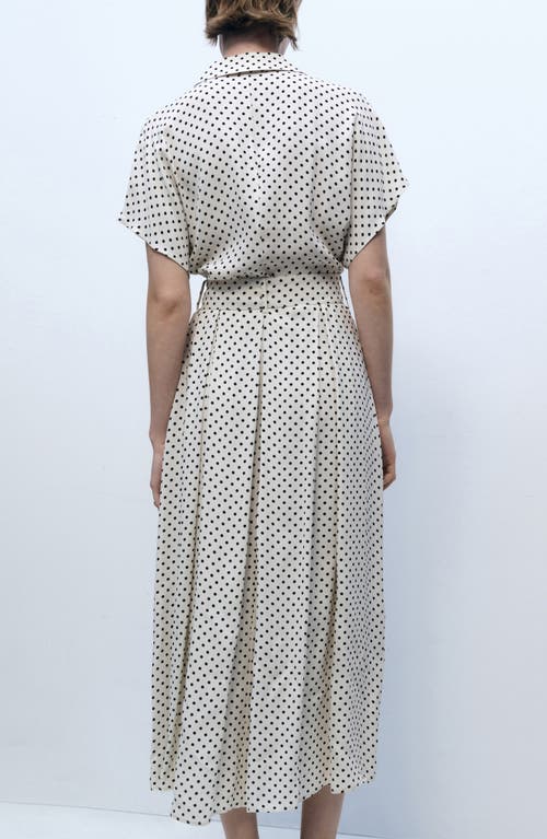 Mango Adela Polka Dot Belted Shirtdress In Off White