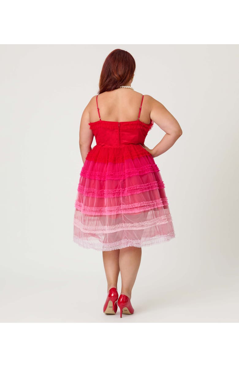 Unique Vintage Plus Size Tiered Sheer Swing Dress, Alternate, color, Red & Pink Ombre