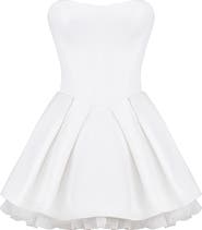 HOUSE OF CB Noele Bow Strapless Satin Minidress