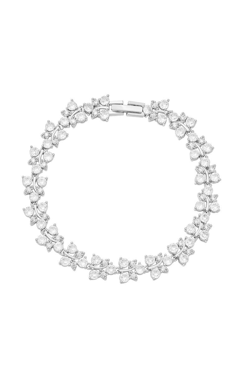 Untamed Petals Charming Crystal Bracelet, Main, color, Silver