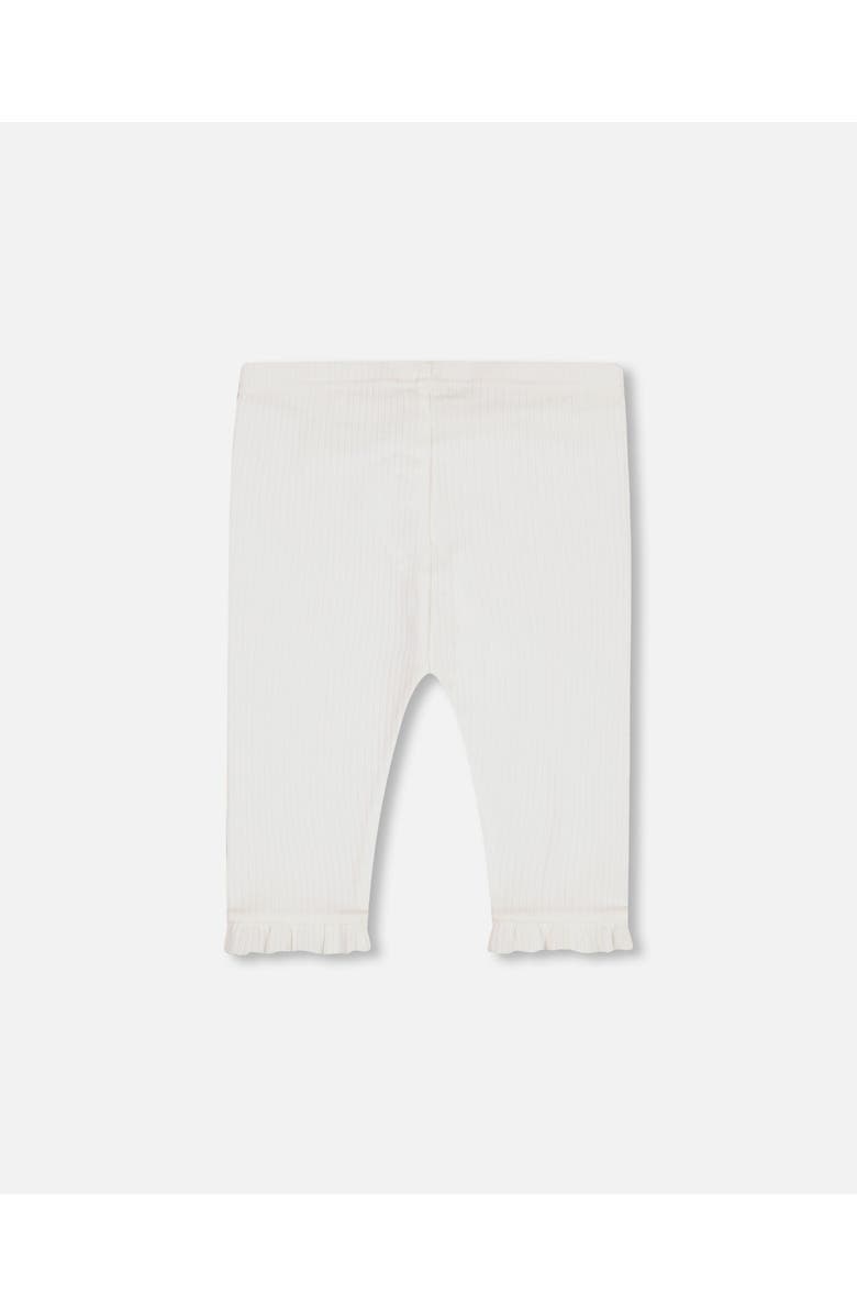 Deux par Deux Baby Girl's Rib Capri Legging With Frill Off White, Alternate, color, 