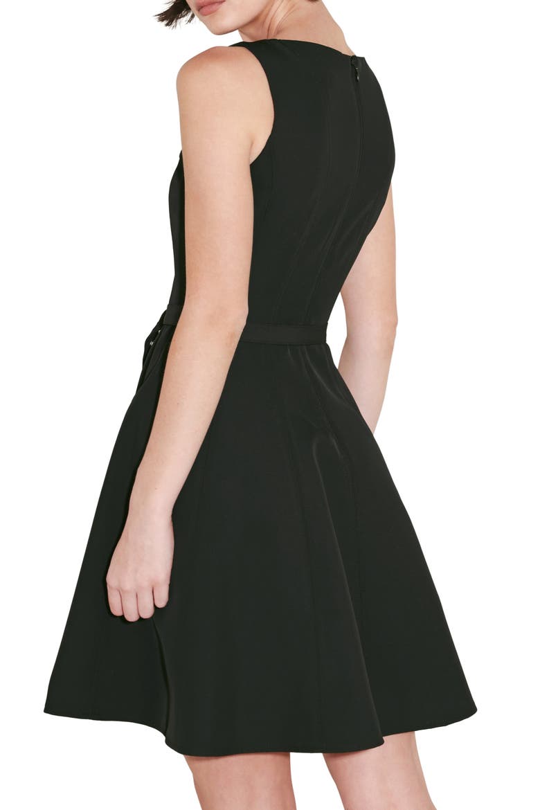 Belted Bateau Neck Minidress, Alternate, color, BLACK