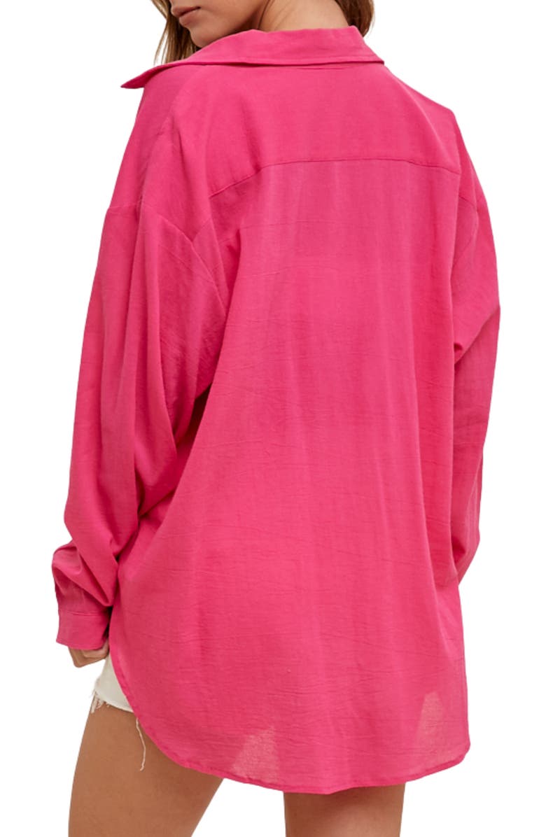 WISHLIST Crinkle Cotton Cover-Up Shirt, Alternate, color, Fuchsia
