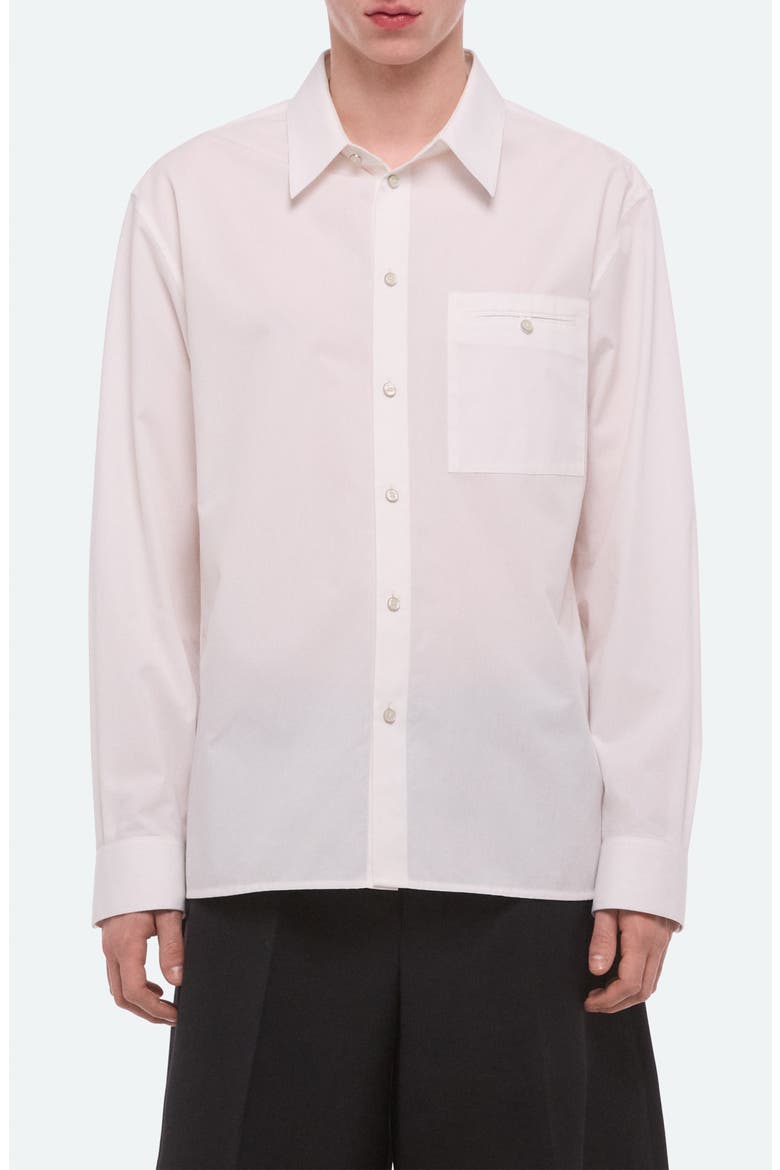 Relaxed Solid Cotton Button-Up Shirt, Main, color, WHITE
