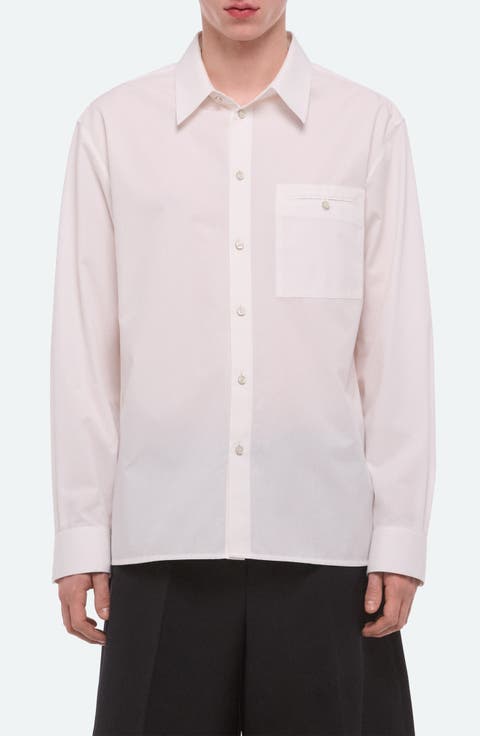 Relaxed Solid Cotton Button-Up Shirt