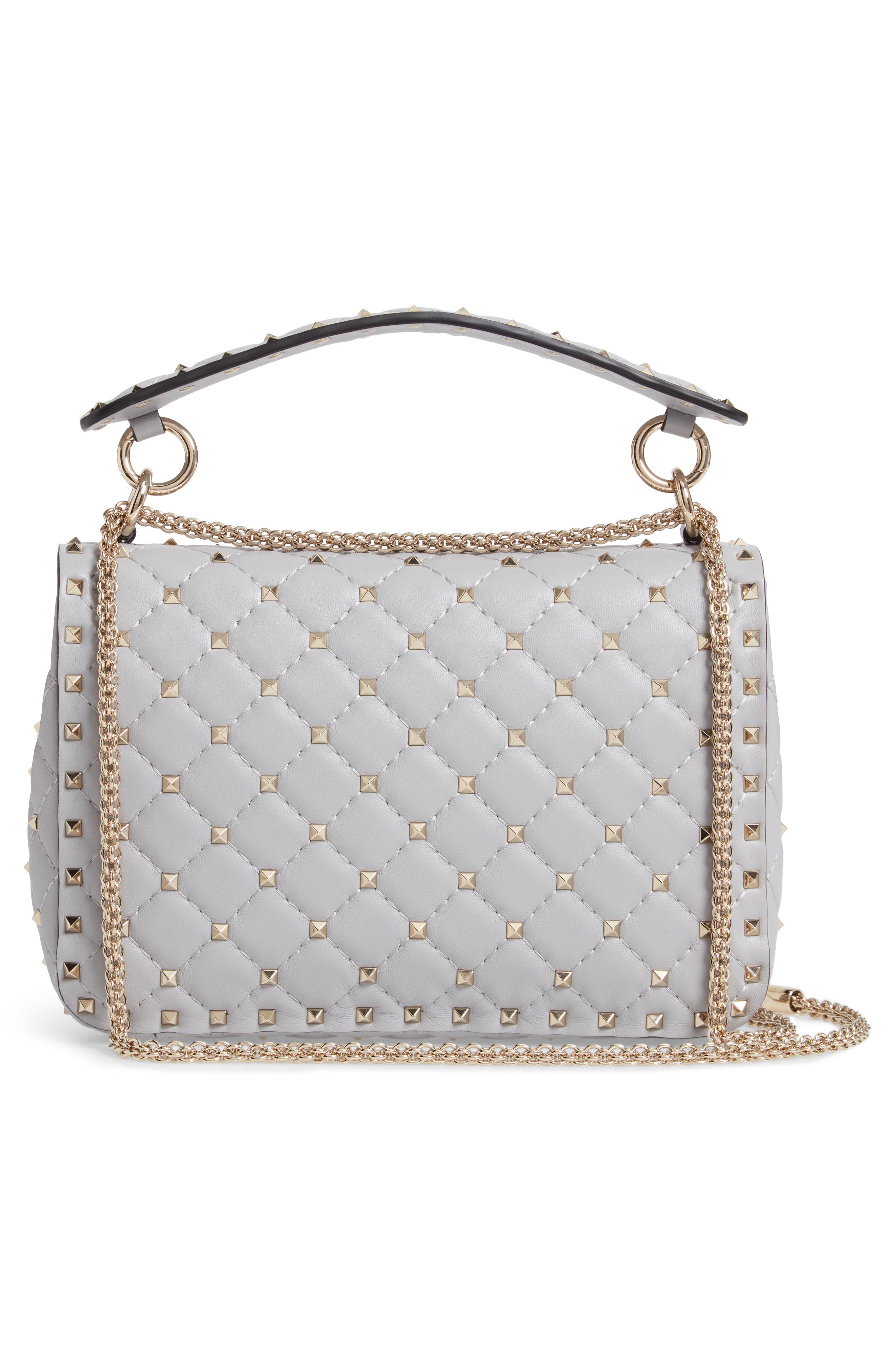 Valentino Garavani Medium Rockstud Matelassé Quilted Leather Shoulder Bag, Alternate, color, 