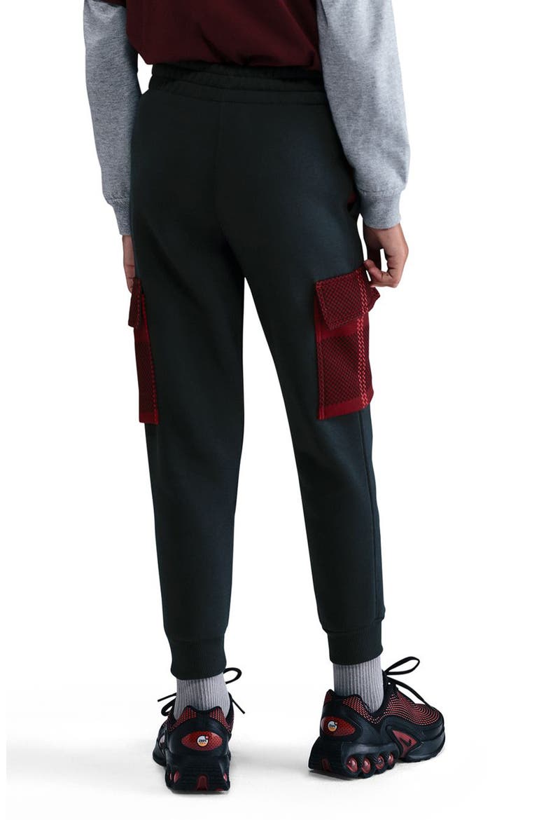 Kids' Club Fleece Cargo Joggers, Alternate, color, OFF NOIR/ UNIVERSITY RED