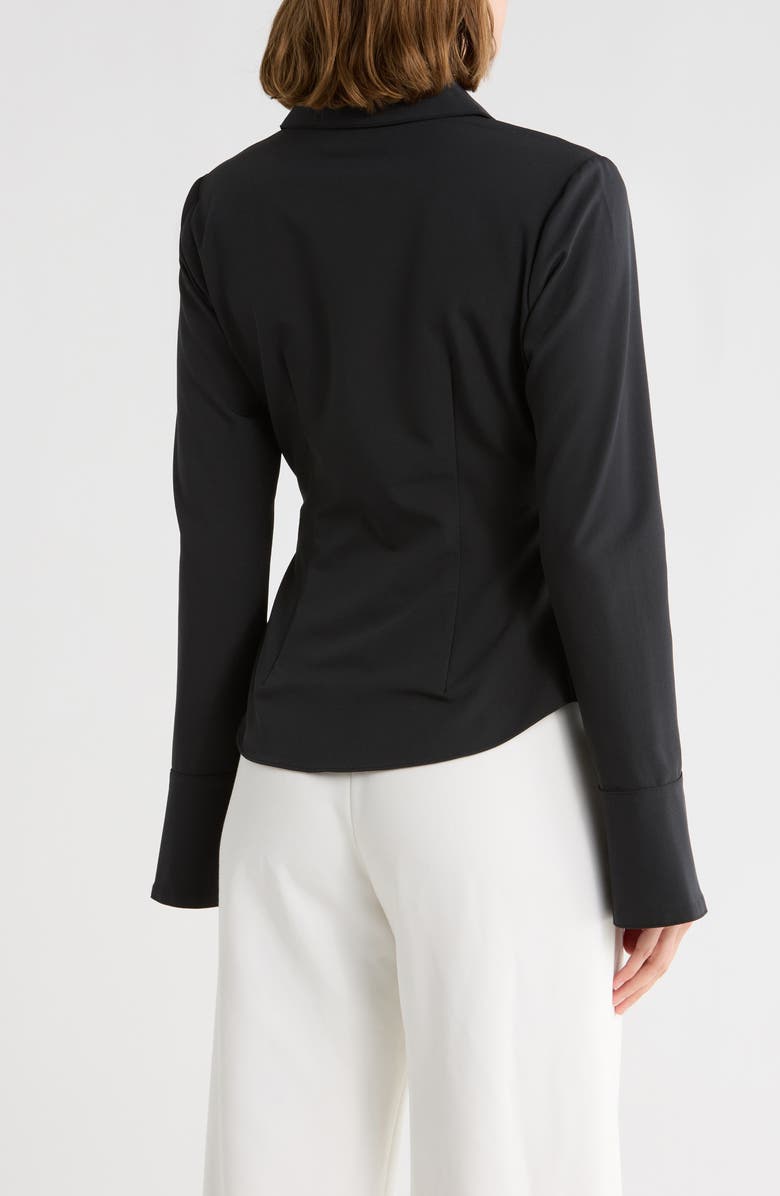 Cinq à Sept Paige Ruched Long Sleeve Top, Alternate, color, Black