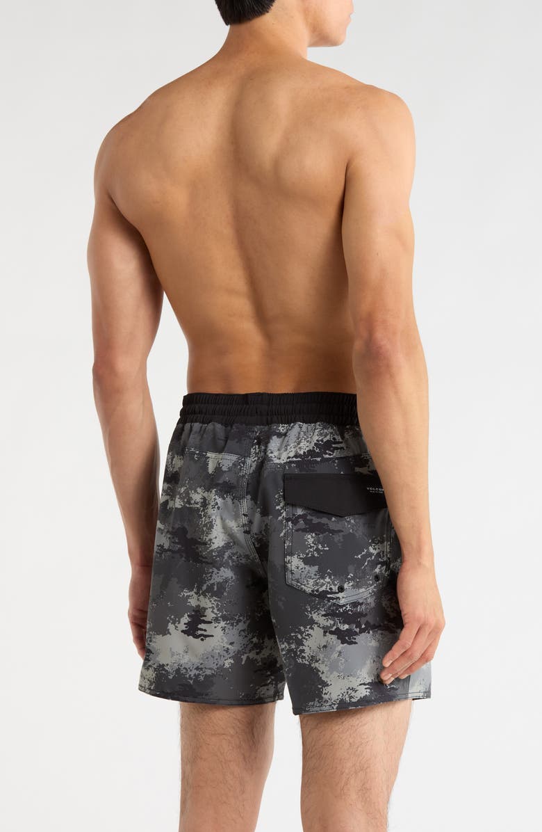 Volcom Lindo Print Swim Trunks, Alternate, color, Black