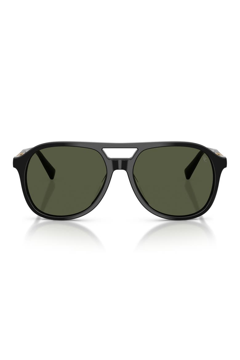 56mm Pilot Sunglasses, Main, color, BLACK