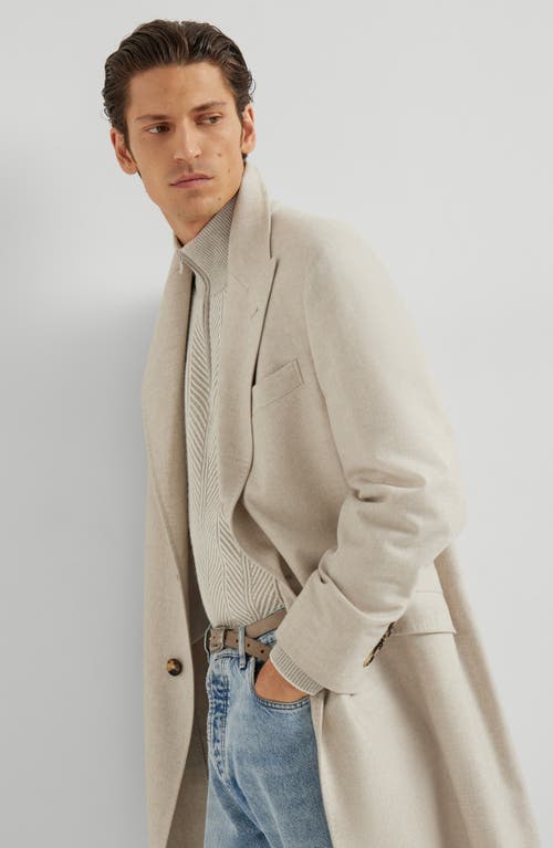 Brunello Cucinelli Cashmere Button Coat In White