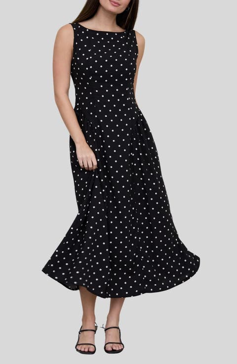 Polka Dot Sleeveless Midi Dress