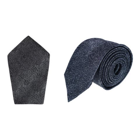 Esteban Scrolling Vines Silk Necktie and Pocket Square Bundle